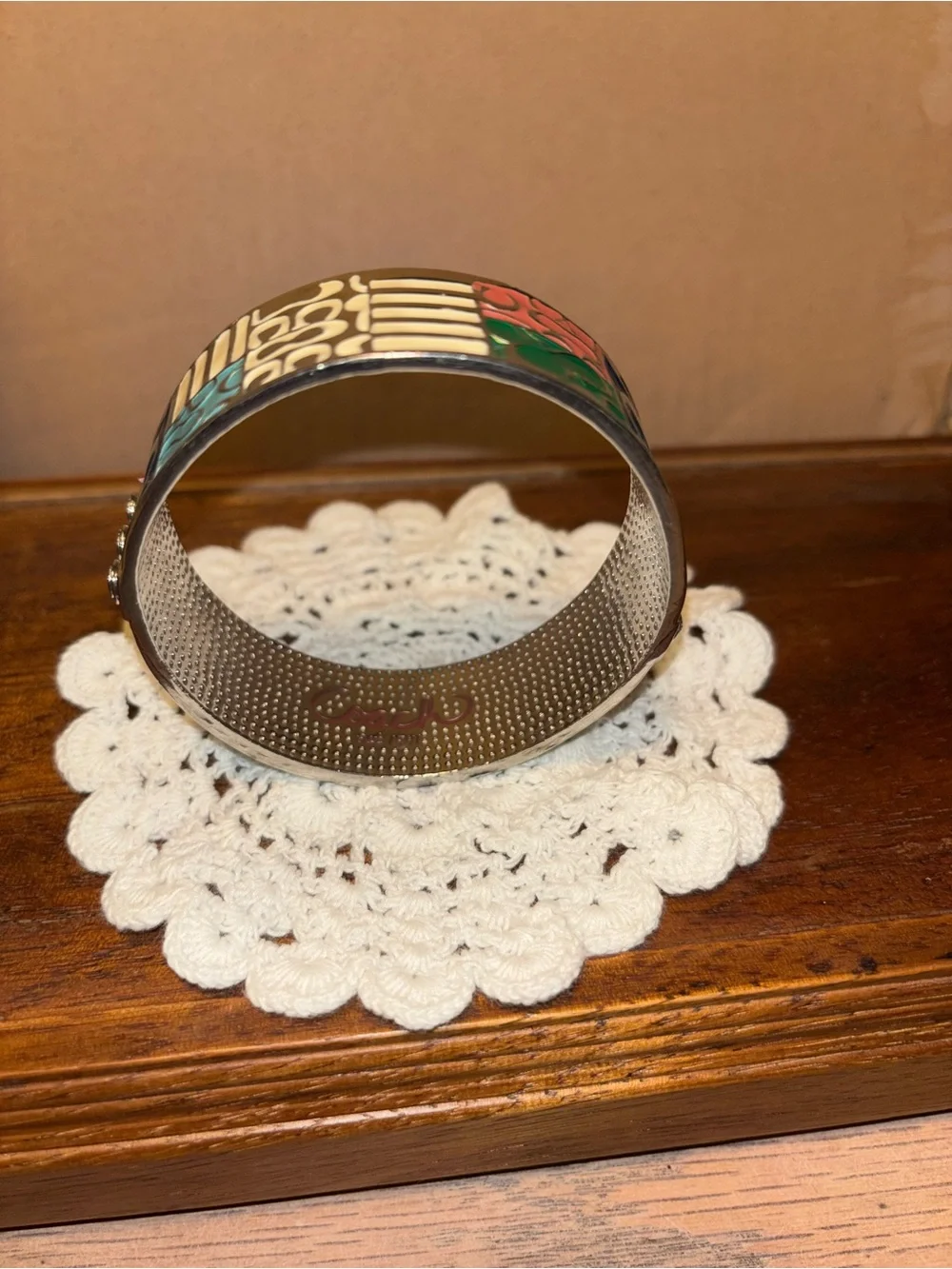 Coach Silver Bangle with Multicolor Enamel Panels